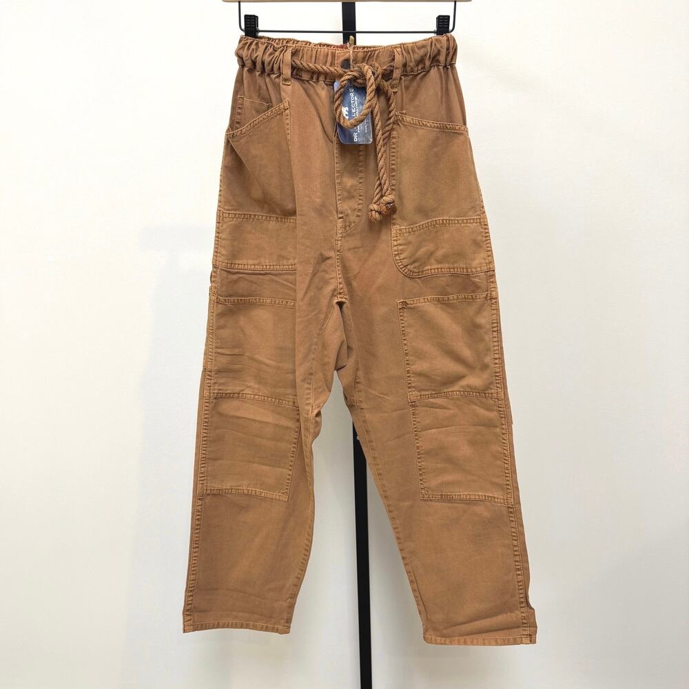Dr. Collector's P64 Herringbone Camel High Rise Relaxed Baggy Fit Pant Small NEW